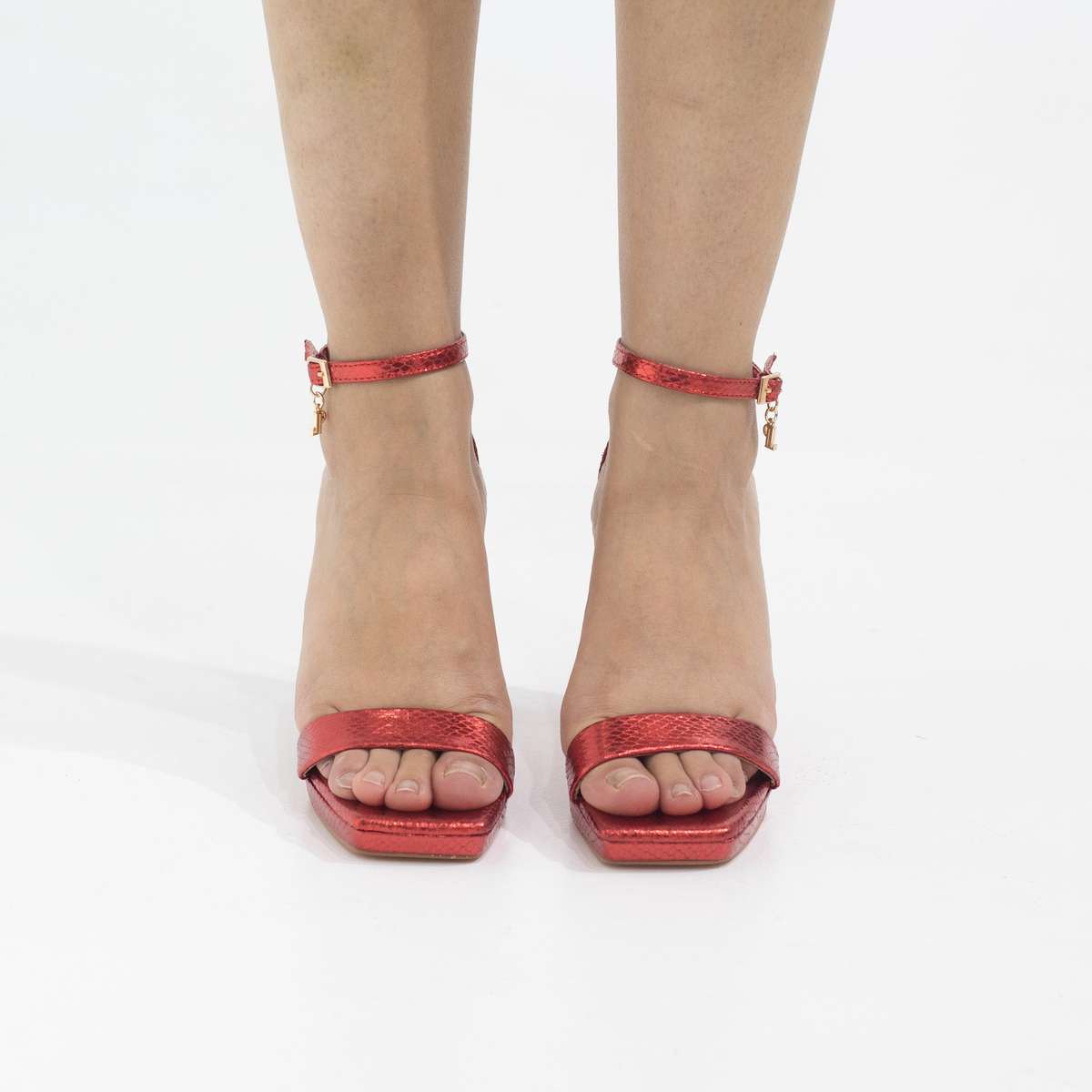 Roshni one band ankle strap 10cm high heel sandal red