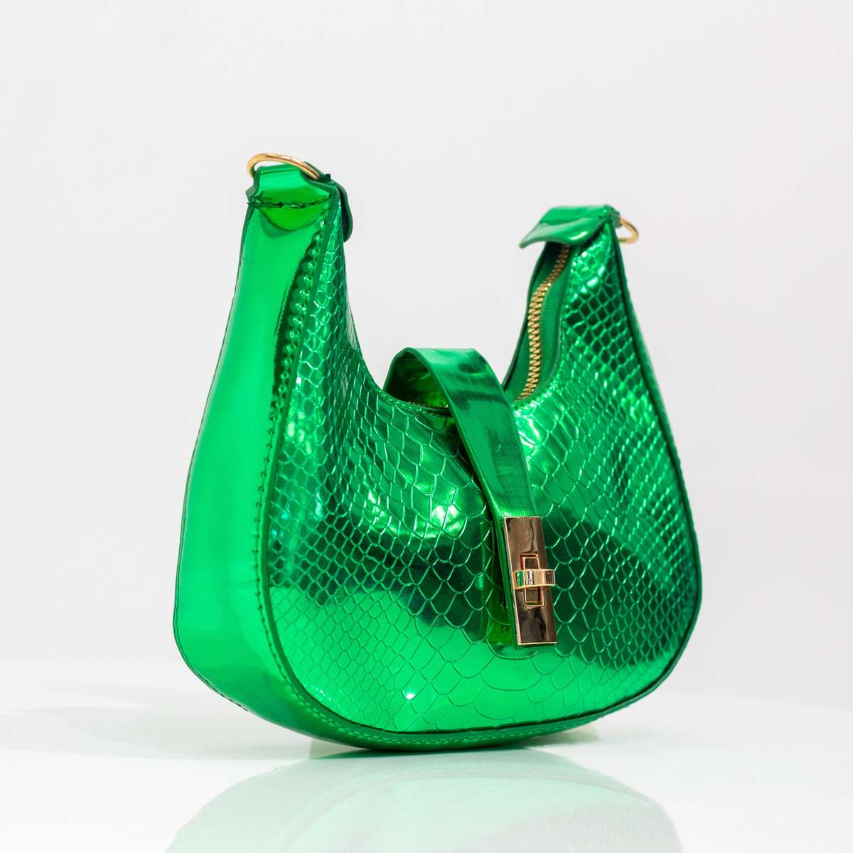 Indira faux leather rigid shoulder bag green