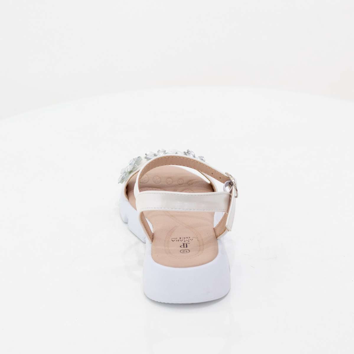 Kaira girls one band diamante ankle strap sandals white