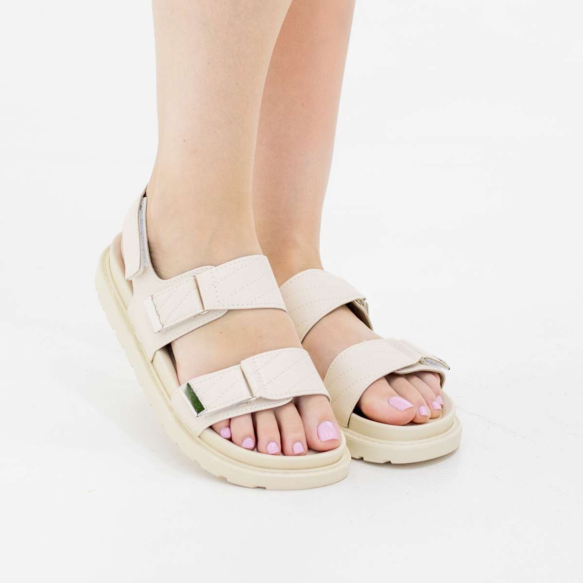 Mali double monk strap bands flat sandals nude