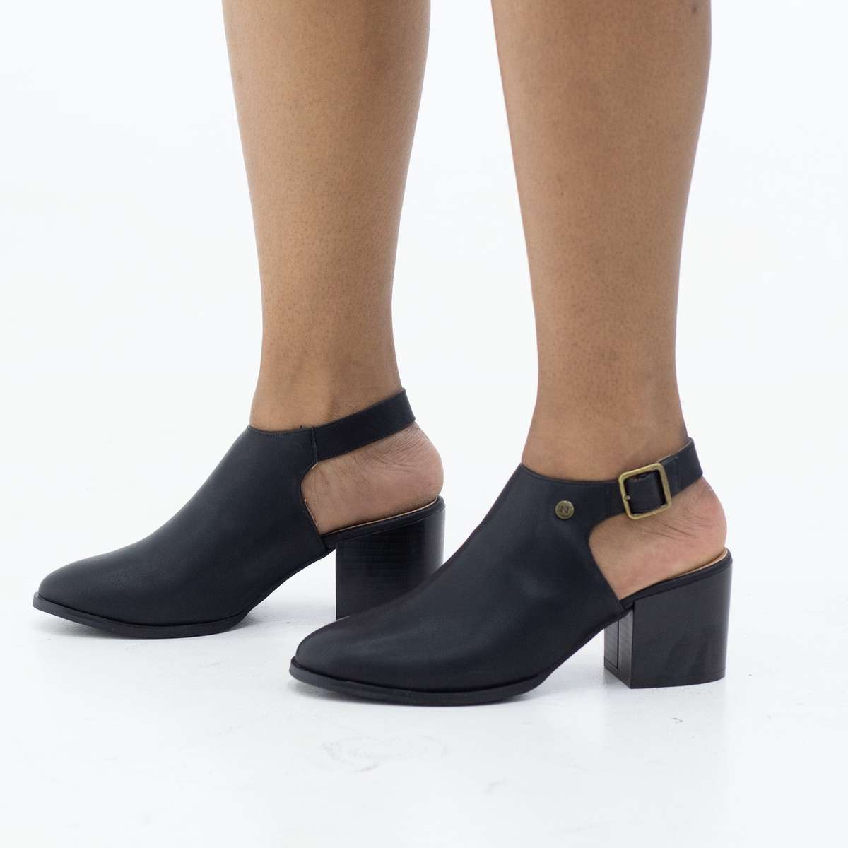 Bossa open back 6.5cm heel ankle boot black
