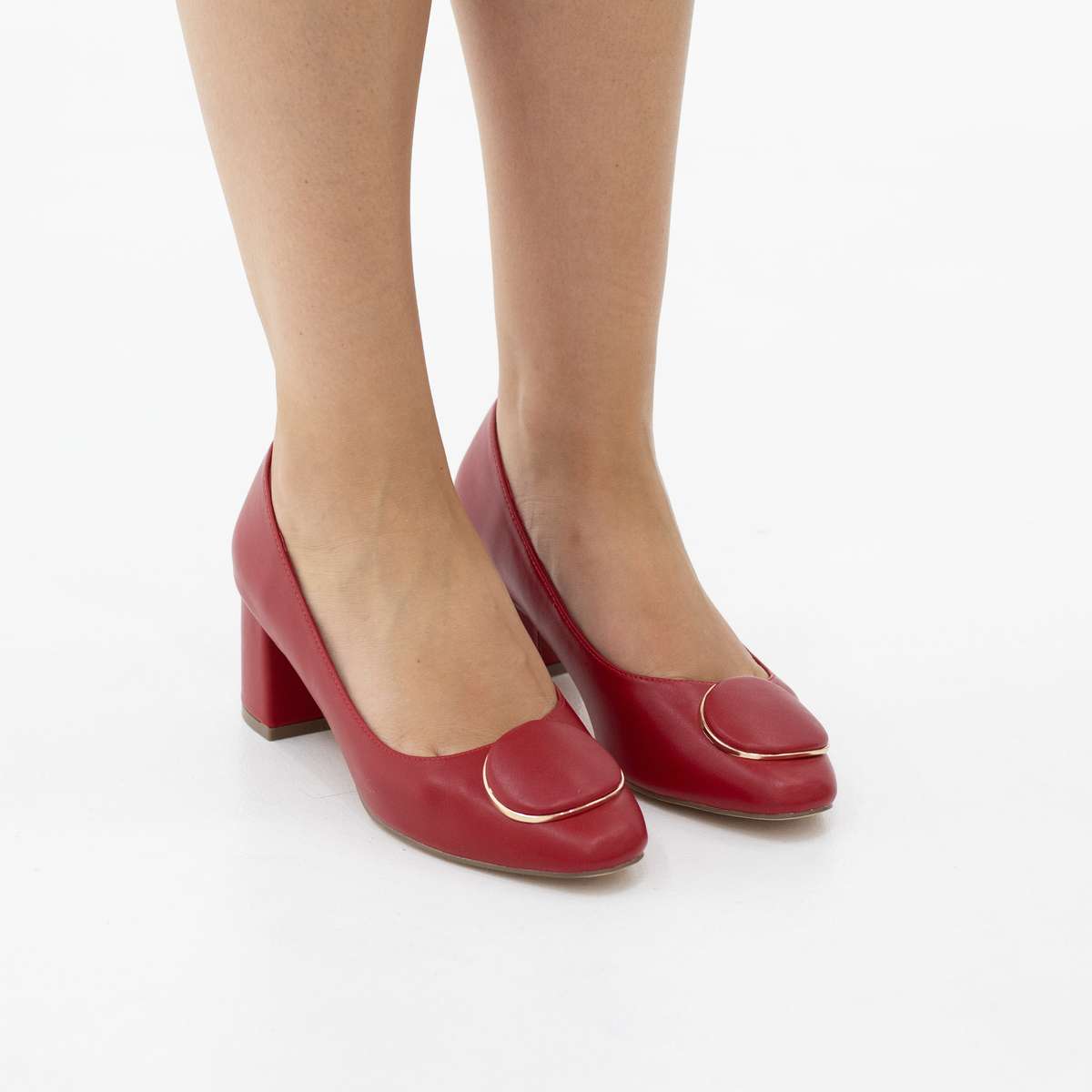 Belinha 6cm heel comfy court shoe with a round trim