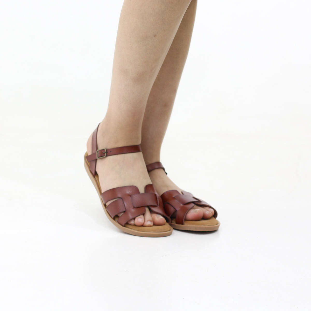 Thona PU leather sandal with ankle strap