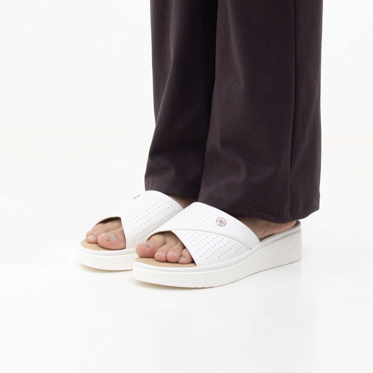 Potsi slip-on wedge sandals with cross-strap