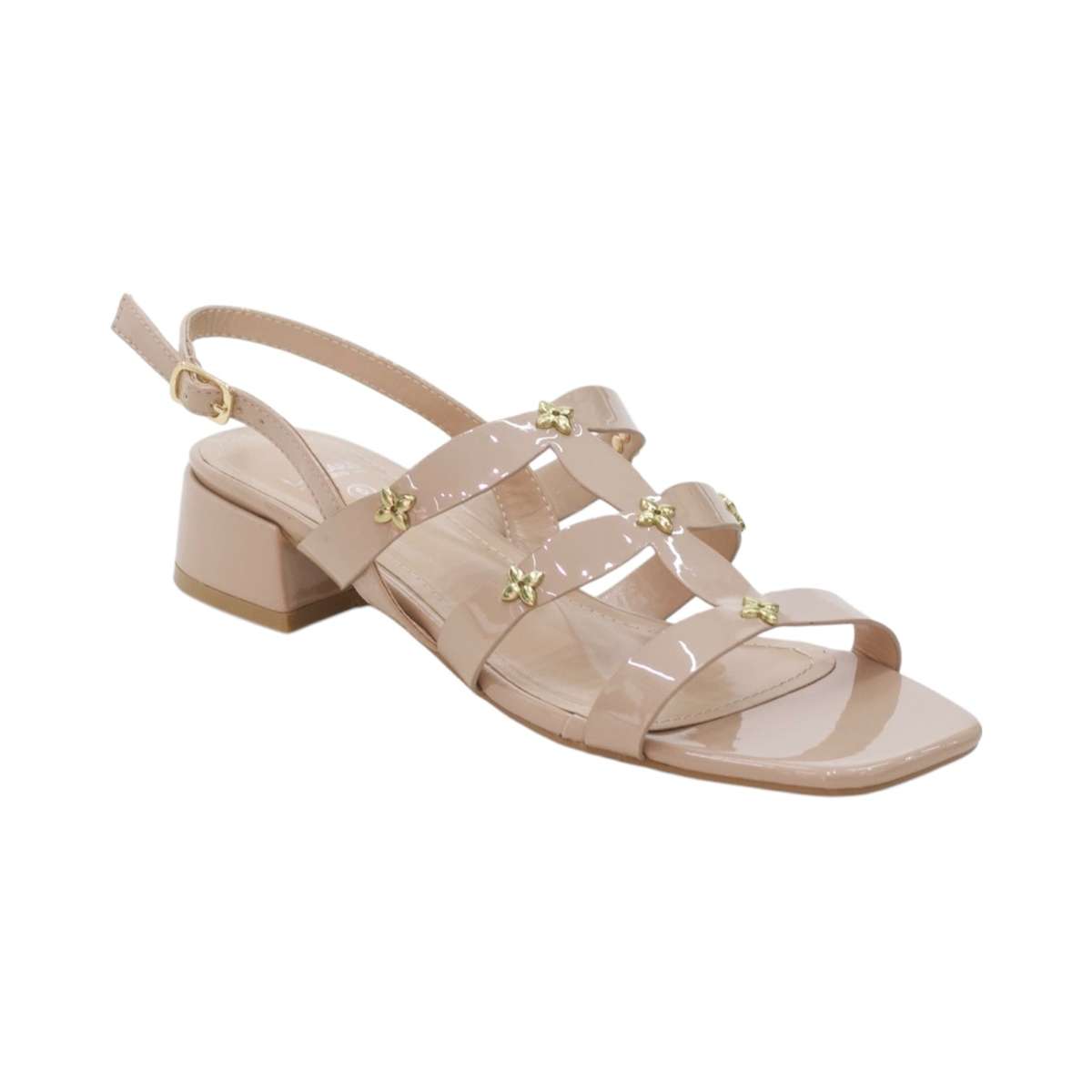 Kalila multi strap sandal with trim 7.5 cm heel