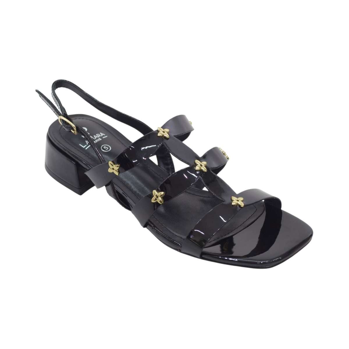 Kalila multi strap sandal with trim 7.5 cm heel