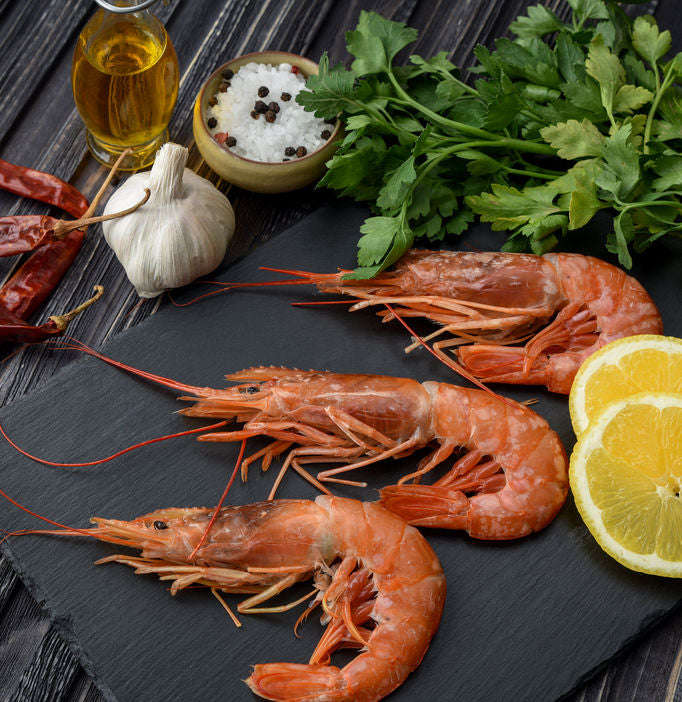 Argentinian Head On Prawns L1 (Large) - 10/20 prawn p/kg - R225.00 p.kg- packed 2kg