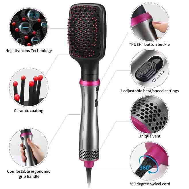 5 In1 Hair Dryer, Hot Air and Hair Brush Volumizer  Set