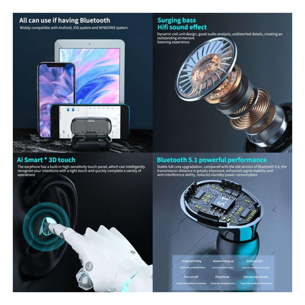 M10 TWS Wireless Bluetooth Earbuds with LED Display Charge Case