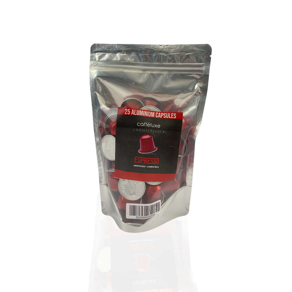 Caffeluxe Espresso | 25 Aluminium Coffee Capsules | Nespresso Compatible