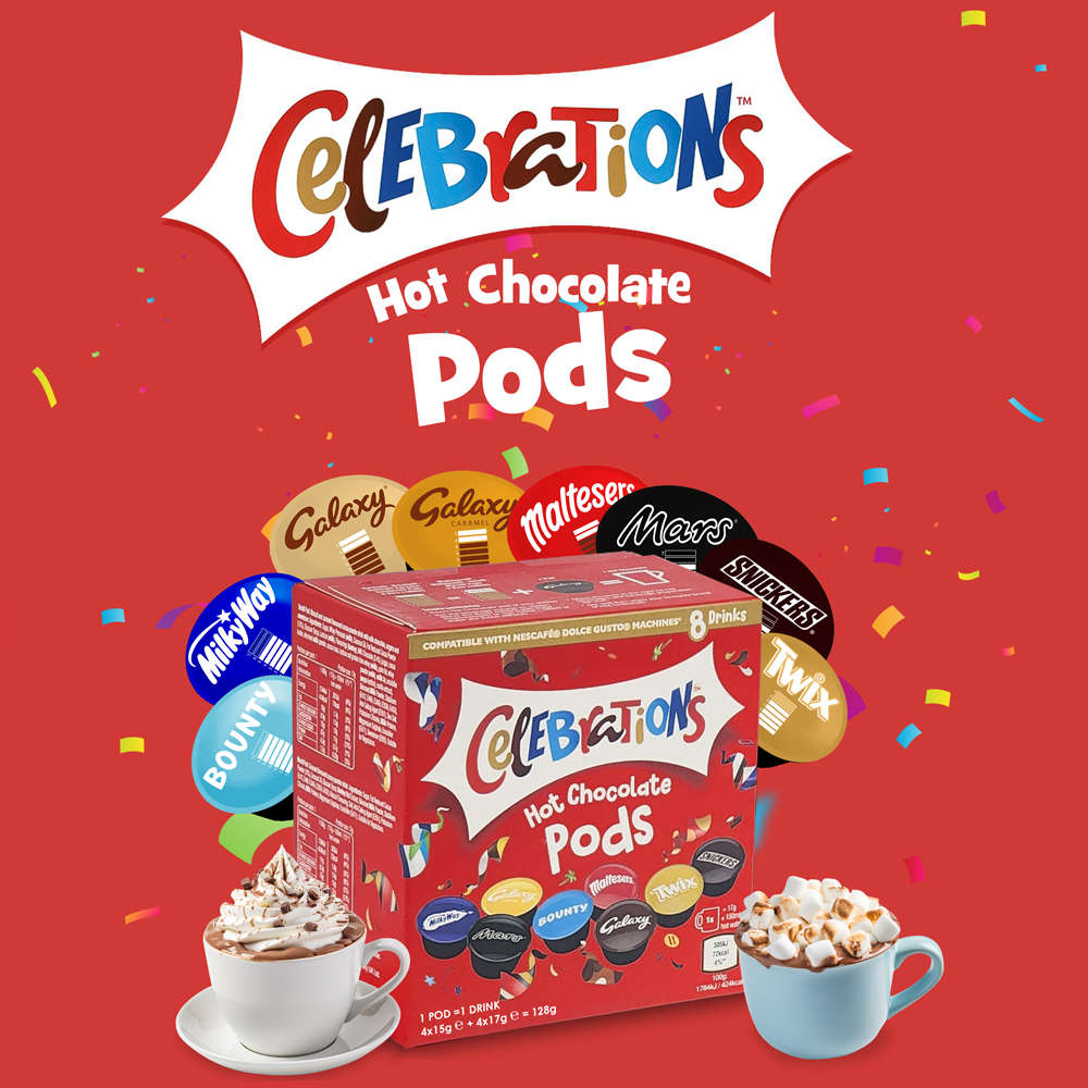 Mars Celebrations Hot Chocolate | 8 Capsules | Single Serve | Dolce Gusto Compatible