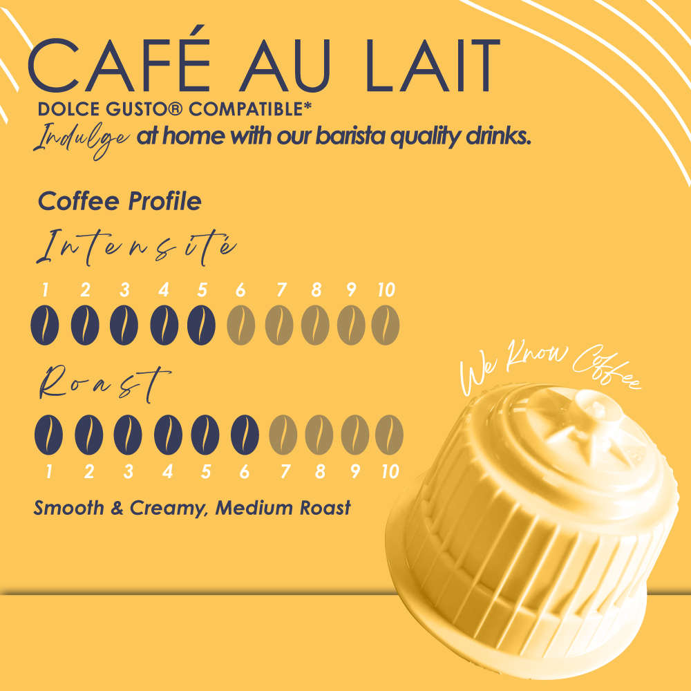Caffluxe Caf Au Lait | 10 Capsules | Single Serve | Dolce Gusto Compatible