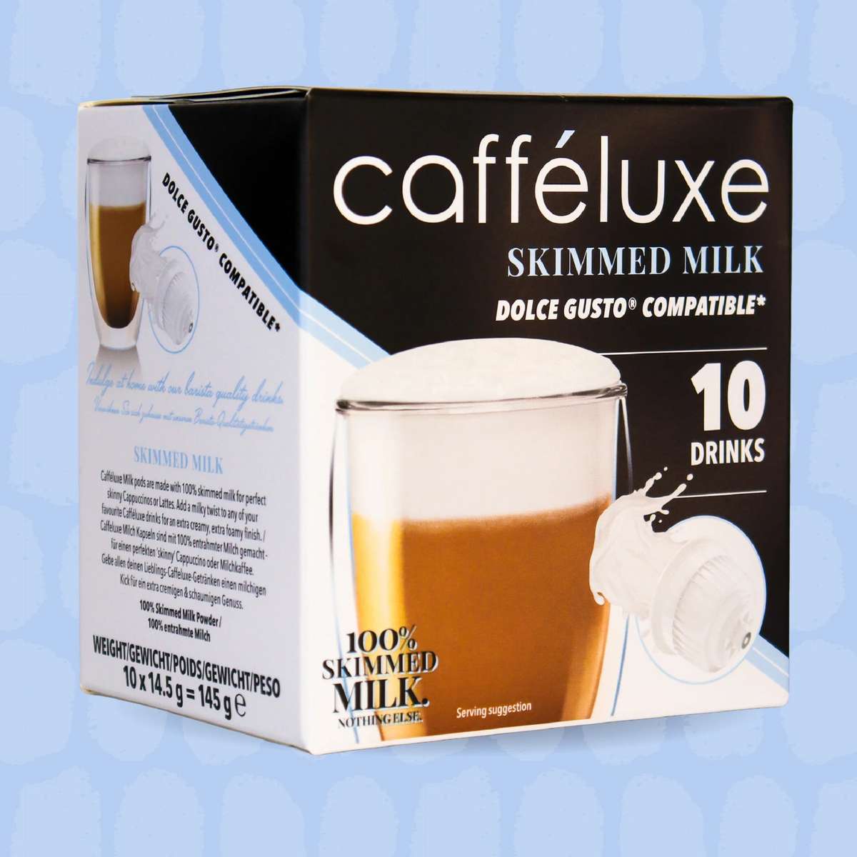 Cafféluxe Skimmed Milk | 10 Capsules | Single Serve | Dolce Gusto® Compatible
