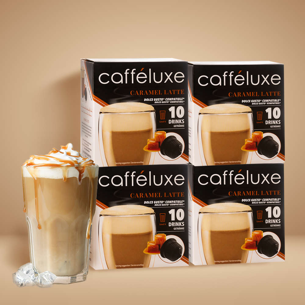 Caffluxe Caramel Latte l 40 Capsules l Single Serve l  Dolce Gusto Compatible Pods