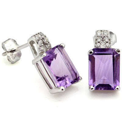 3.39 CARAT AMETHYST & CREATED WHITE SAPPHIRE PLATINUM OVER 0.925