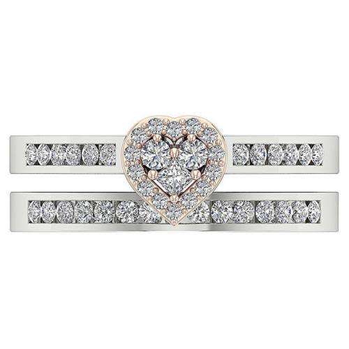 Certified Heart Wedding Bridal Ring Set Band 0.70Ct H Natural Diamond 14K Two-Tone Gold