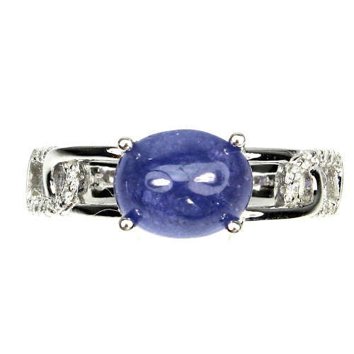 Oval 9x7mm Top Blue Violet Tanzanite 925 Sterling Silver Ring 7