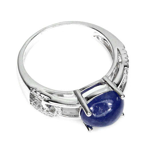 Oval 9x7mm Top Blue Violet Tanzanite 925 Sterling Silver Ring 7