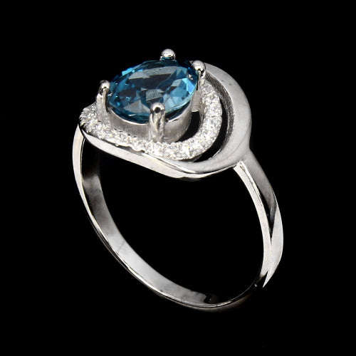 Pear 9x6mm Top London Blue Topaz 925 Sterling Silver Ring Sz 7
