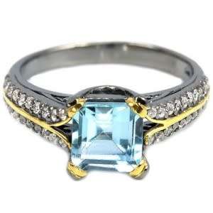 SKY BLUE TOPAZ STELRING 925 SILVER 2-TONE RING SIZE 8