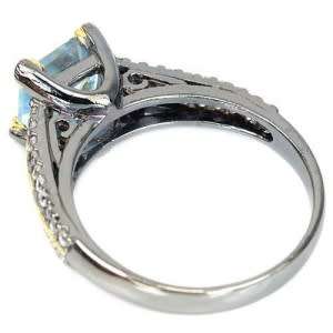 SKY BLUE TOPAZ STELRING 925 SILVER 2-TONE RING SIZE 8