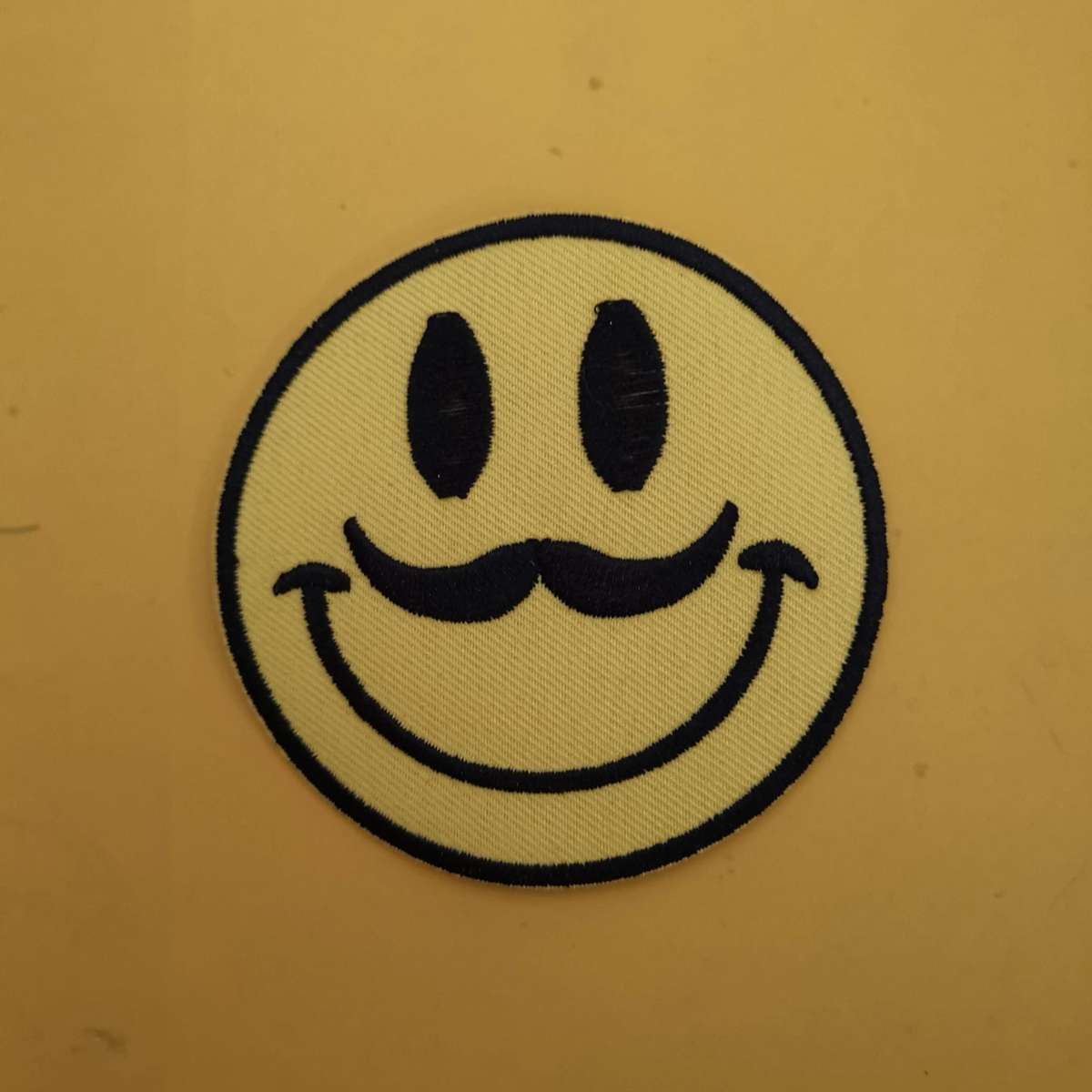 Smiley Moustache Iron on Patch
