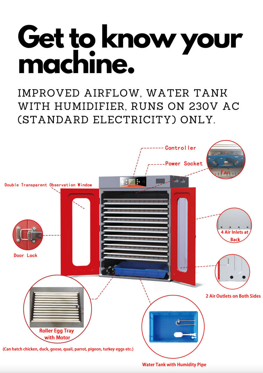 Advanced 1000-Egg Incubator - Perfect for Both Setting and Hatching