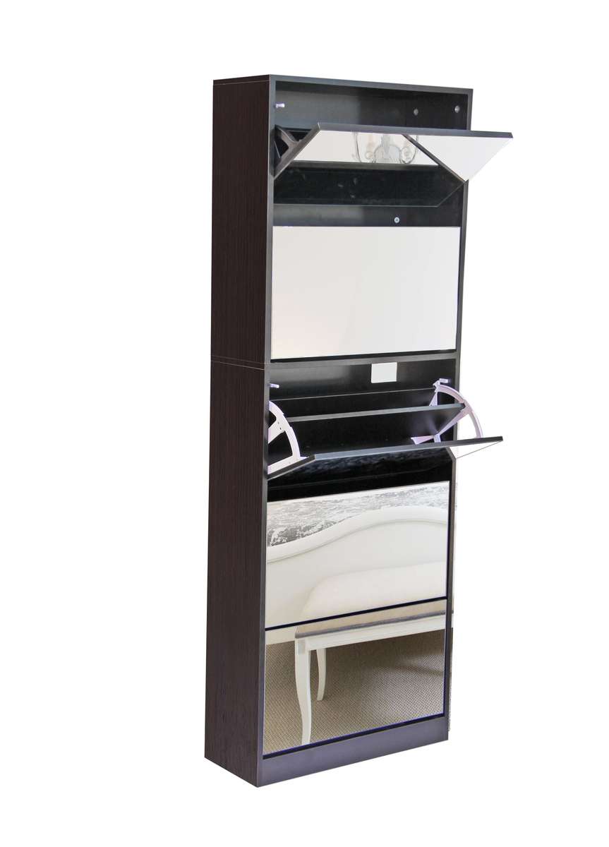 Finery - Mirror Shoe Cabinet -  Stackable 5 Tier - Wenge
