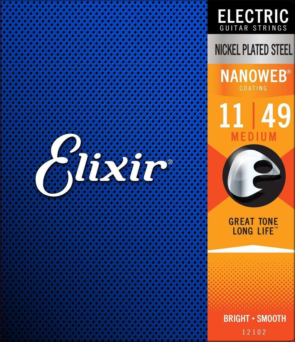Elixir 12102 Electric Medium Nickel Plated Steel Nanoweb 0.11-0.49