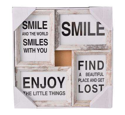 Collage Picture Frame with Rustic Weathered Look Holds 4 Photos Or Prints