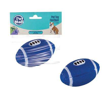 Pet Mall - Pet Dog Squeak Toy, Blue Rubber American Football 11.5cm