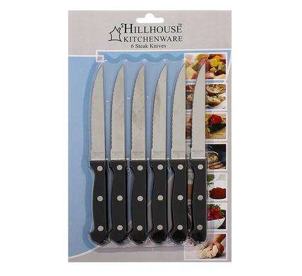 Hillhouse 6 Piece Stainless Steel Serrated Steak Knife Set Dishwasher Safe
