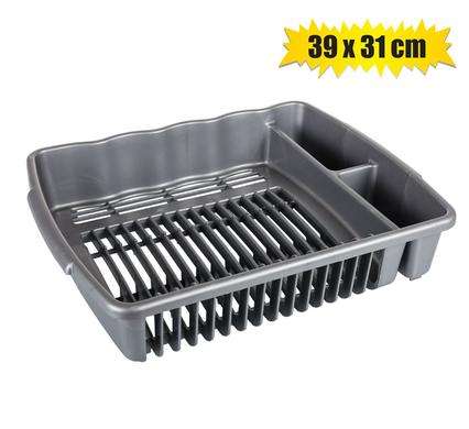 Plastic Grey Dish Rack Drainer - 39 x 31cm