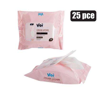 Voi Cream Lotion Make Up Remover Wet Wipes 25's Alcohol Free Dermatologically Tested