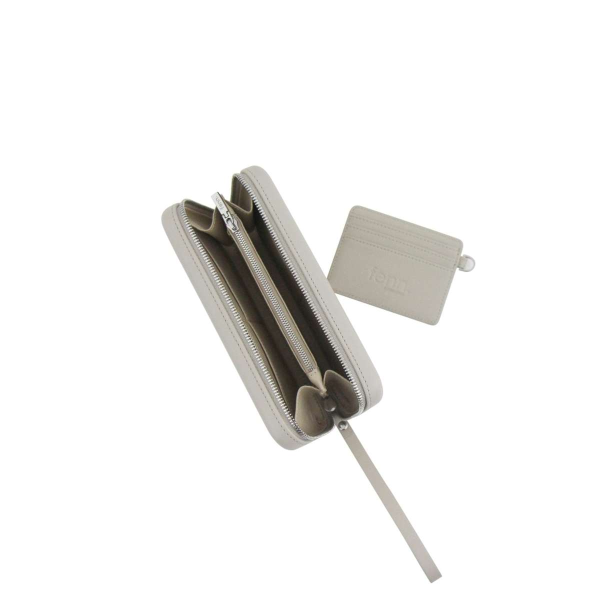 Fenn Wallets Mushroom/ Grey  Silver Zip  Mushroom Strap