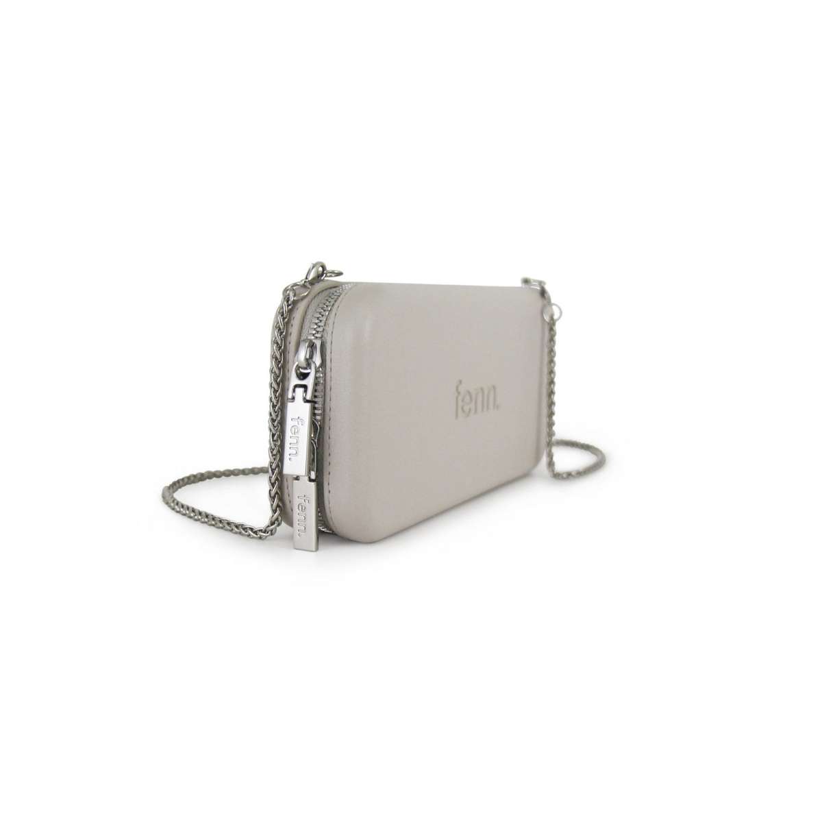 Fenn Wallets  Mushroom/ Grey  Silver Zip  Silver Chain
