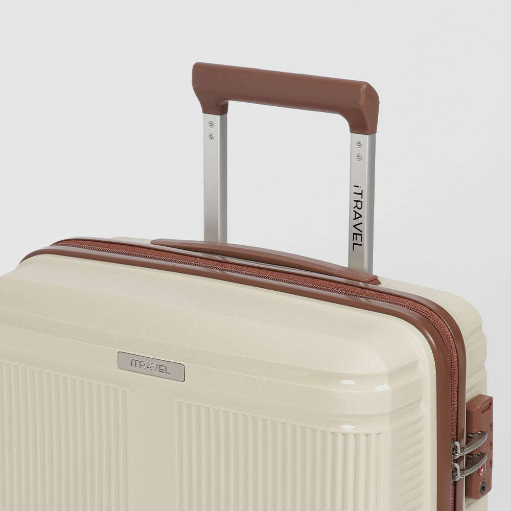 iTravel 3-Piece Malaga Trolley Luggage Set with TSA Locks Ivory