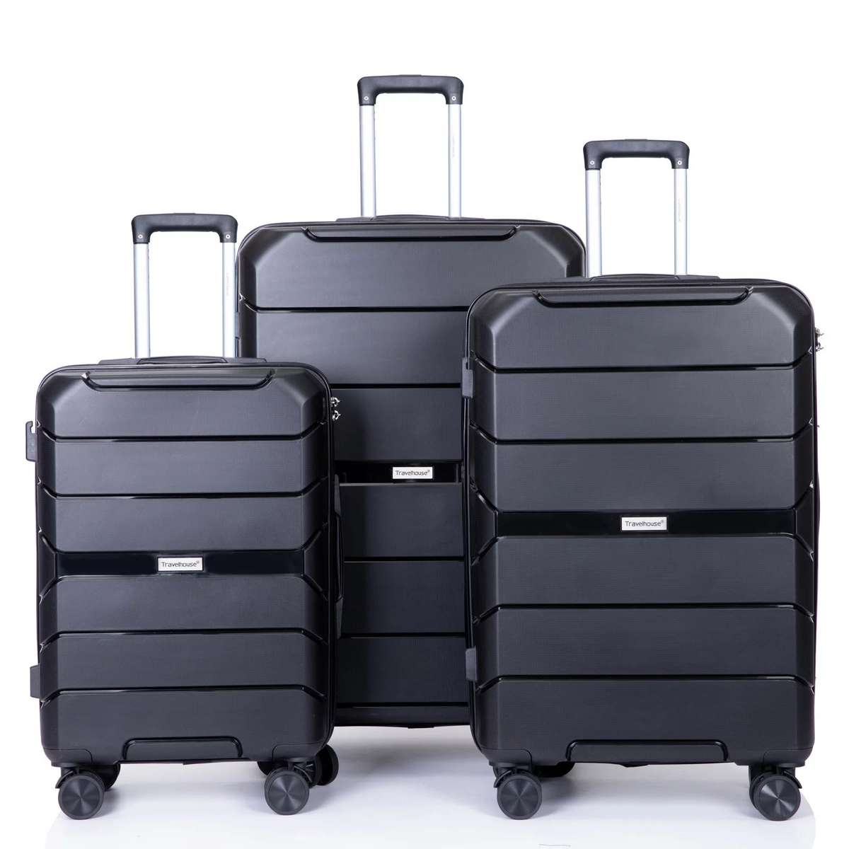 Tosca Globus 3 Piece Travel Luggage Trolley Set  Black