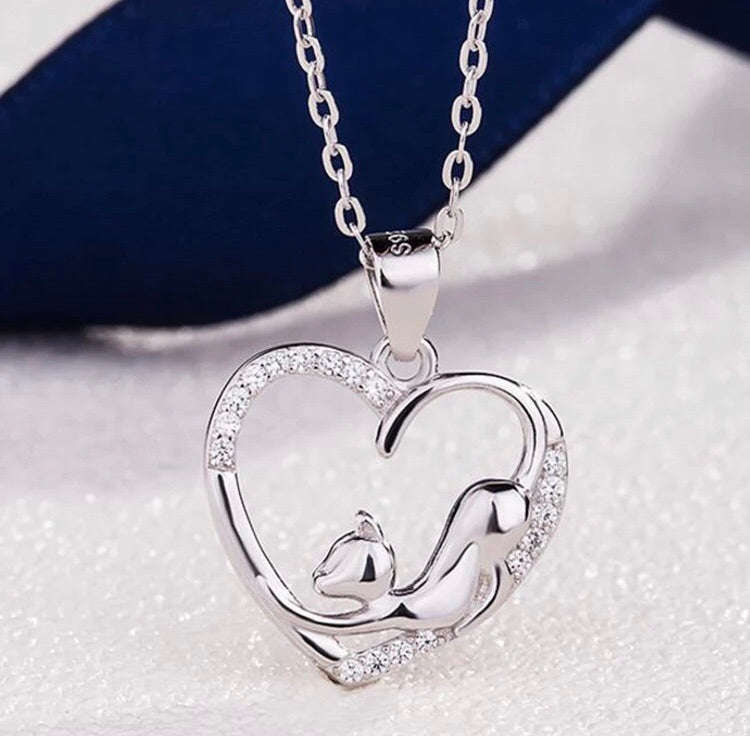 925 Sterling Silver Cat Necklace