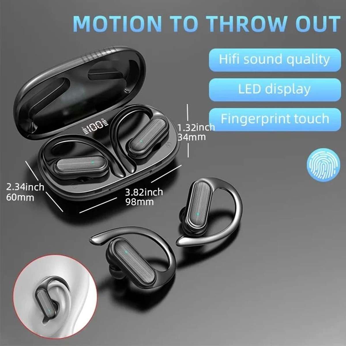 SWEG Gadgets A520 Wireless Bluetooth Earbuds | LED Display Case | Earhook Sport Fit | IPX5 | Deep...