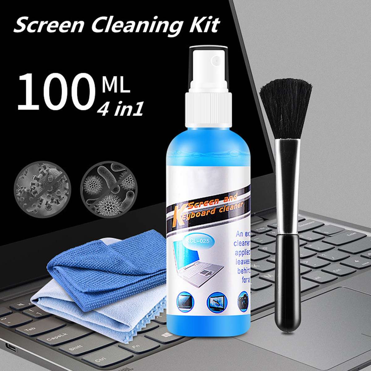 LCD Screen Cleaning Kit | Streak-Free Spray & Microfiber Cloth for TV, Laptop & Phone | KCL 1025 ...