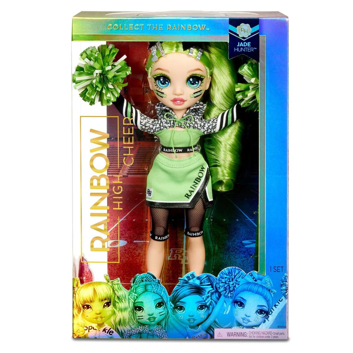 Rainbow High Cheer Jade Hunter  Green Cheerleader Fashion Doll