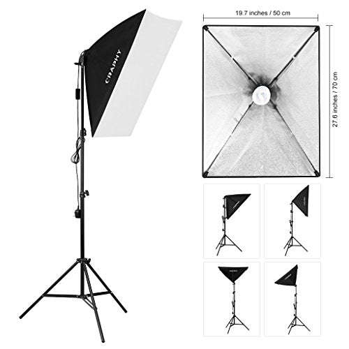 CRAPHY Photo Studio Softbox 2x125W Continuous Lighting Kit, Green Screen Photography Kit with 2 S...