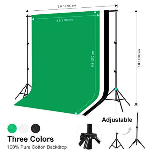 CRAPHY Photo Studio Softbox 2x125W Continuous Lighting Kit, Green Screen Photography Kit with 2 S...