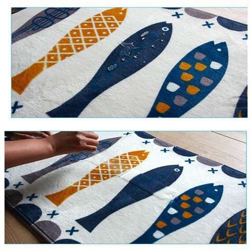 Borlans Washable Kitchen Floor Rug Non-slip Runner Bath Mat Morden Fish Pattern Carpet Abosrbent ...