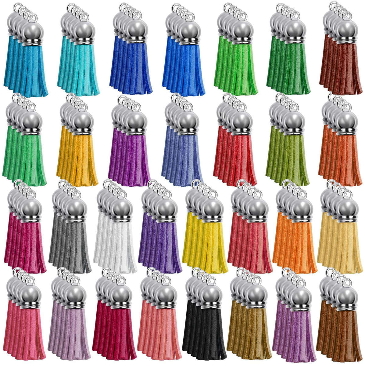 Paxcoo 120Pcs keychain Tassels Acrylic Keychain Blanks Keychain Rings Bulk for DIY Keychain Key Ring
