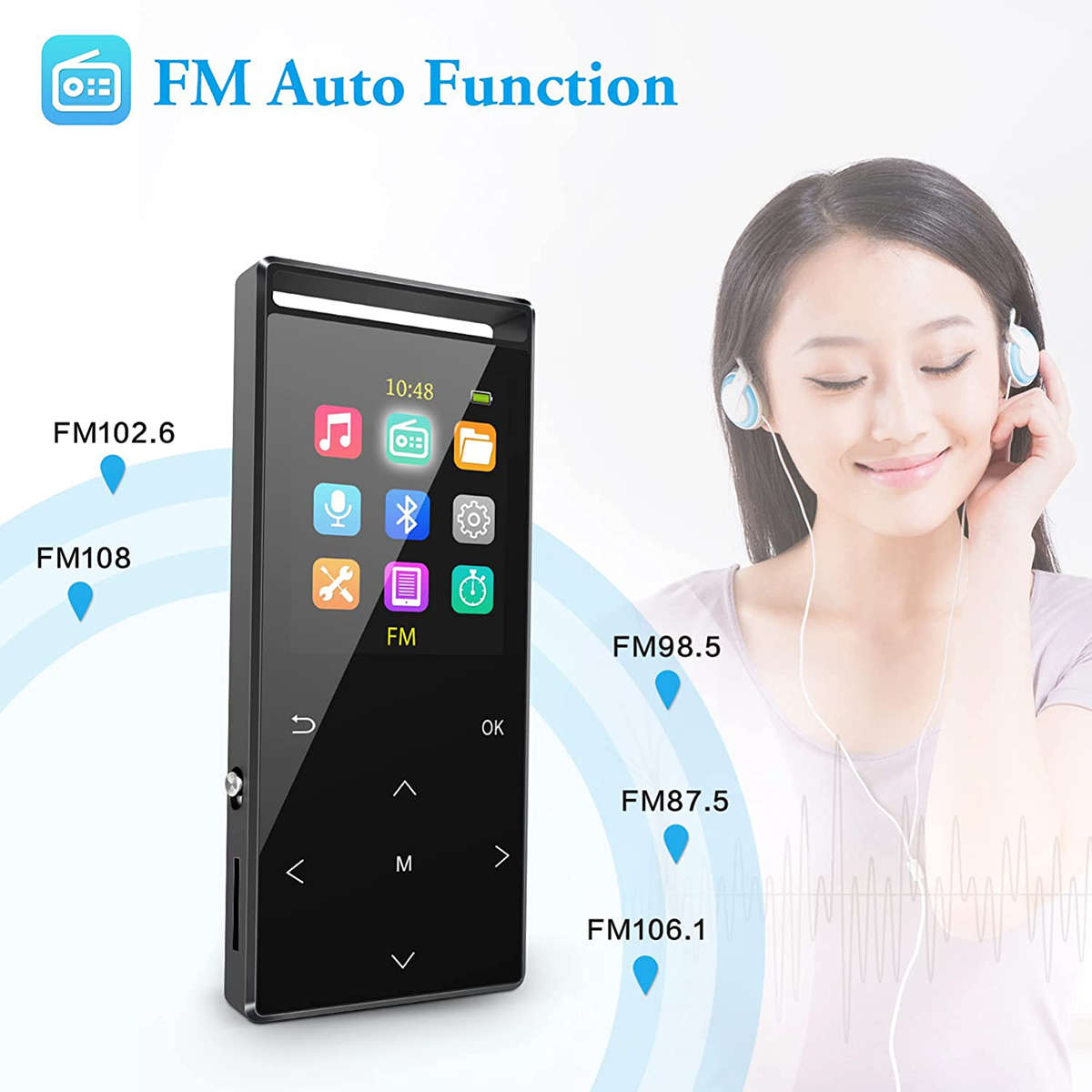 MP3 Player, 64GB MP3 Players with Bluetooth 5.2, Hi-Fi Lossless Sound Music Player with FM Radio, Vo