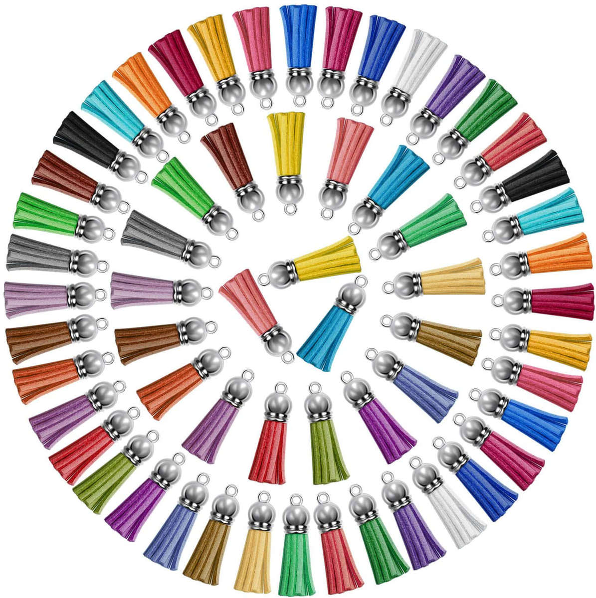 Paxcoo 120Pcs keychain Tassels Acrylic Keychain Blanks Keychain Rings Bulk for DIY Keychain Key Ring