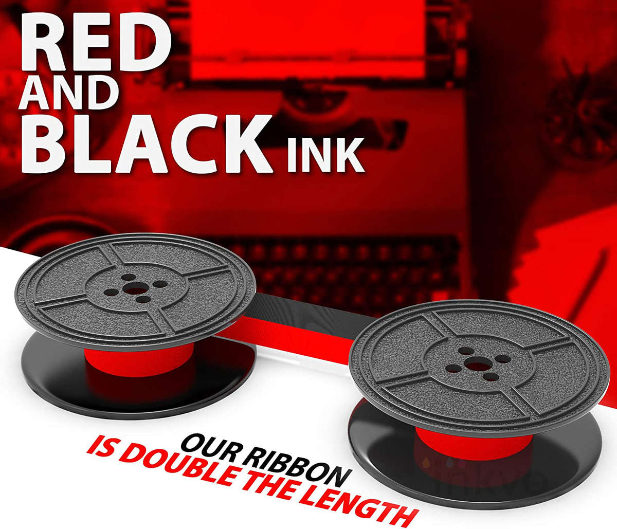 Twin Spool Typewriter Ribbon - Red and Black Ink - Fresh Ink Replacement