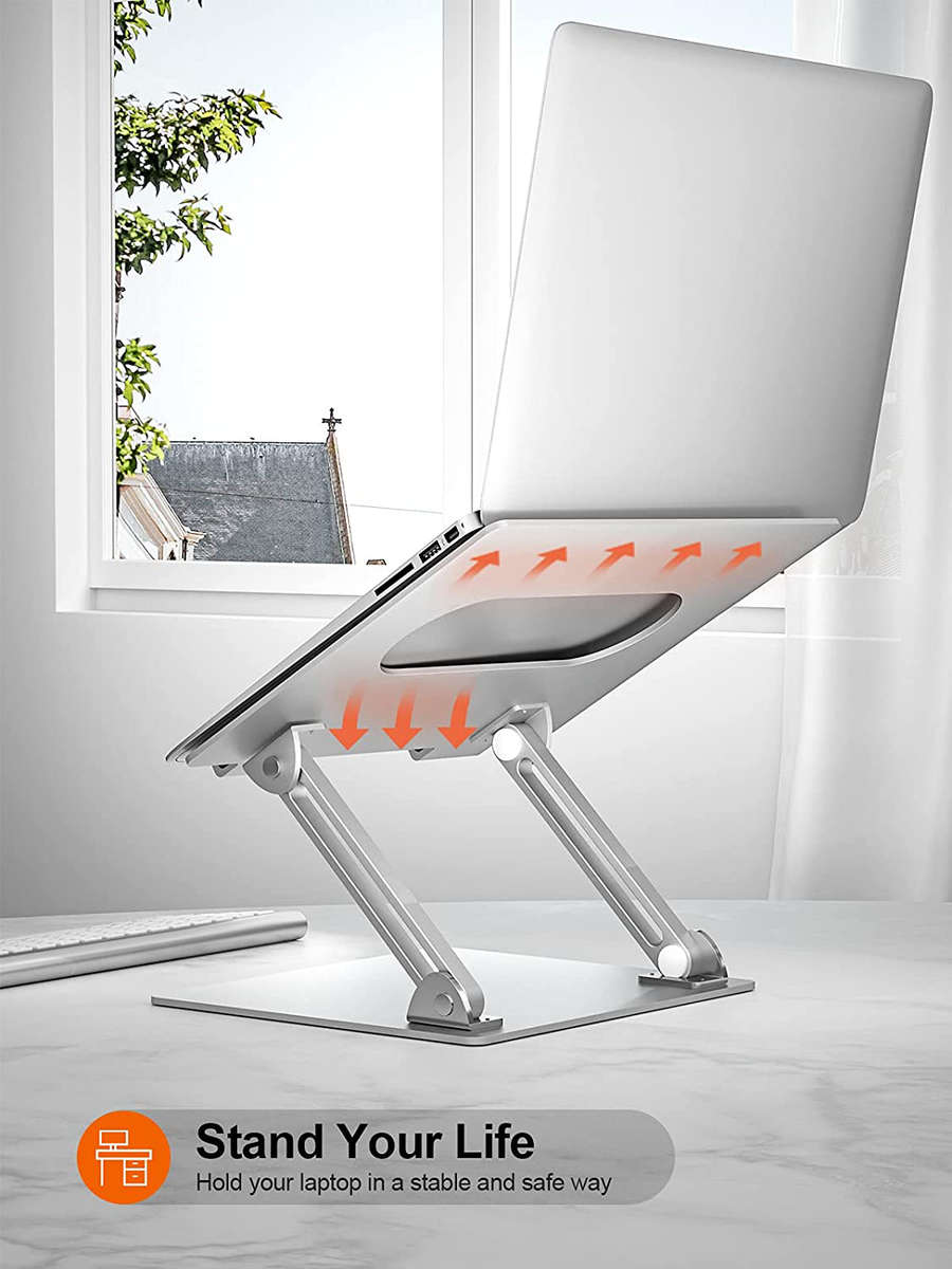 Adjustable Laptop Stand For Desk, Ergonomic Portable Computer Stand Aluminum Laptop Holder with Heat